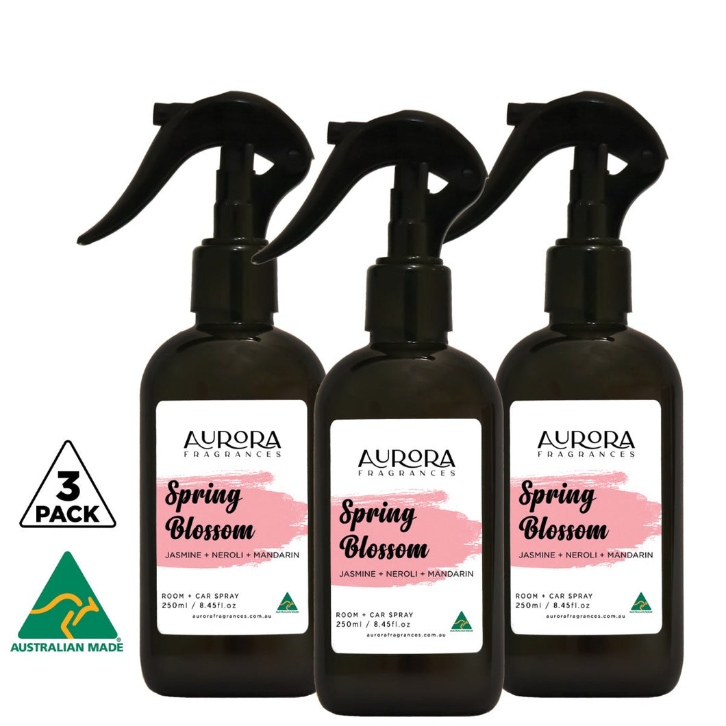 Aurora Spring Blossom Room Spray and Car Spray Australian Made 250ml 3 Pack
