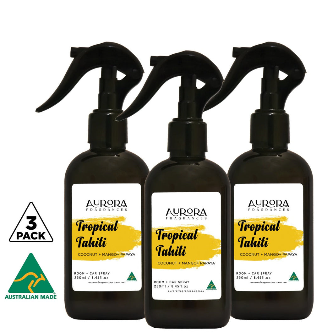 Aurora Tropical Tahiti Room Spray and Car Spray Australian Made 250ml 3 Pack